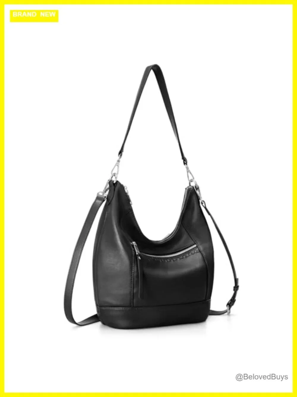 Genuine Leather Crossbody Hobo Purse with Removable Straps